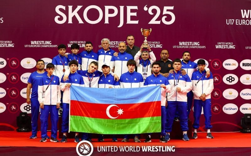 Azərbaycanın yeniyetmələrdən ibarət sərbəst güləş millisi Avropa çempionu olub