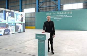 İlham Əliyev Goranboyda tikinti materialları istehsalı müəssisəsinin açılışında iştirak edib -