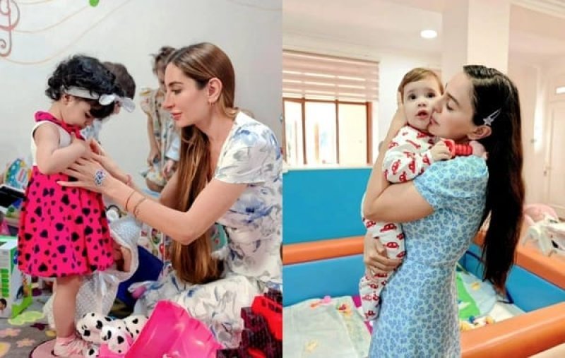 Leyla Əliyeva və Arzu Əliyeva körpələr evində -