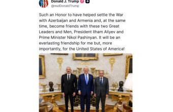 Tramp Azərbaycan və Ermənistanla bağlı paylaşım edib
