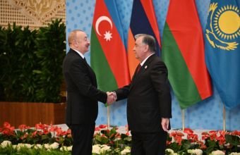İlham Əliyev MDB Dövlət Başçıları Şurasının iclasında iştirak etmək üçün Düşənbədəki "Millət" sarayına gəlib -