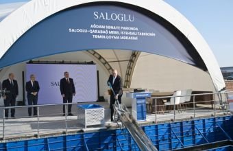 İlham Əliyev Ağdam Sənaye Parkında “Saloğlu Qarabağ” MMC-nin istehsal müəssisəsinin təməlini qoyub -