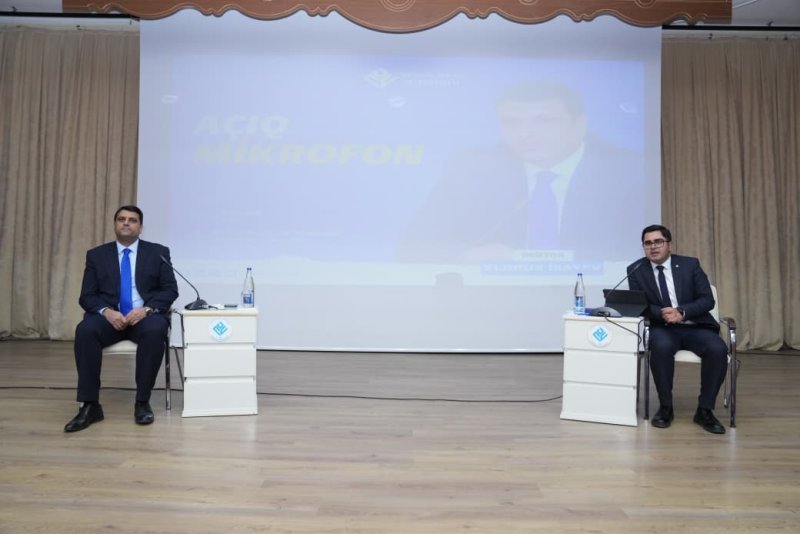 NDU-nun rektoru Elbrus İsayev “Açıqmikrofon” layihəsi çərçivəsində tələbələrlə görüşüb -
