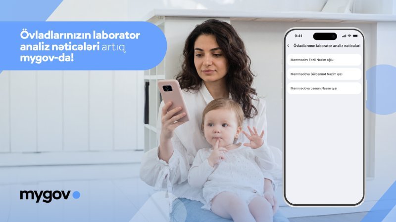 Valideynlər övladlarının laborator analiz nəticələrinə artıq "mygov" platformasında baxa biləcəklər