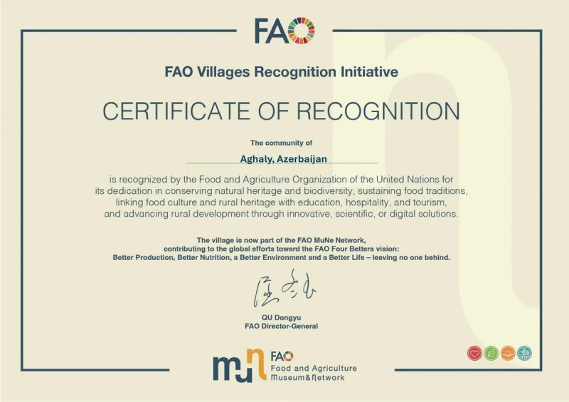 Ağalı kəndi BMT-nin "Model Kəndlər Şəbəkəsi"nə daxil edilib