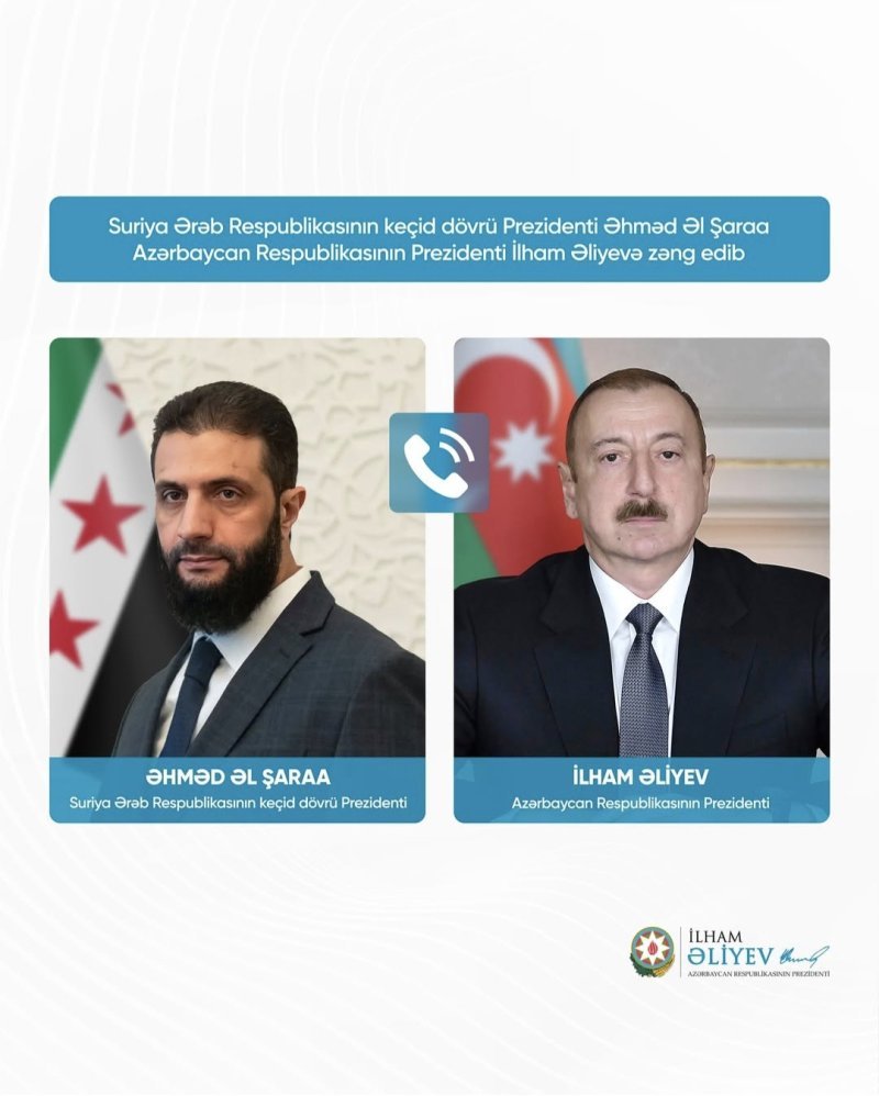Əhməd Əl Şaraa Prezident İlham Əliyevə zəng edib