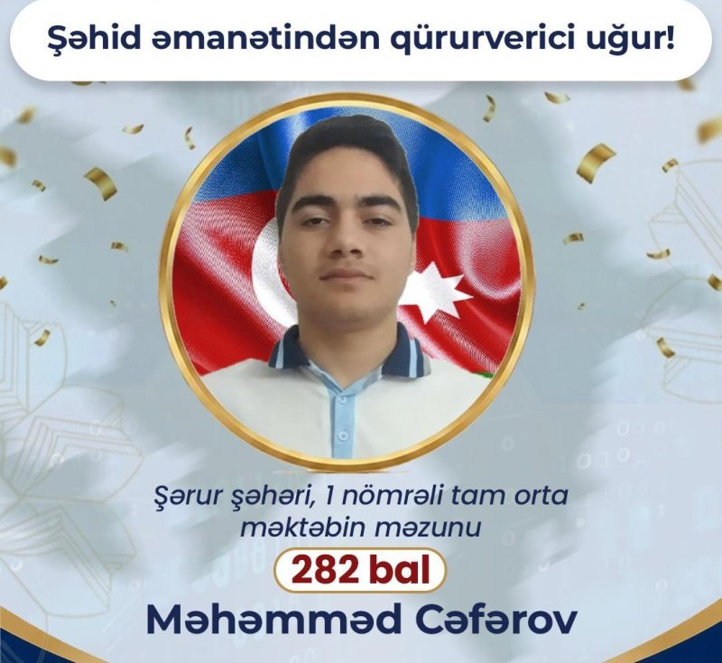 Naxçıvanda şəhid övladının əldə etdiyi yüksək nəticə böyük qürur hissi doğurur