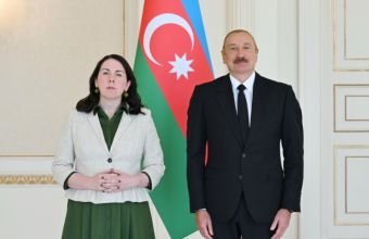 İlham Əliyev  Kler Brosnanı qəbul edib -