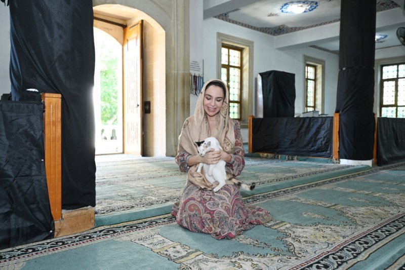 Leyla Əliyeva Yevlaxda Cümə məscidini ziyarət edib -