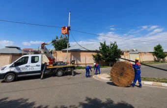 Hacıvar kəndində elektrik xətlərinin yenilənməsi işləri aparılır