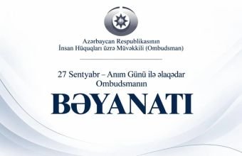 Ombudsman Anım Günü ilə əlaqədar bəyanat yayıb